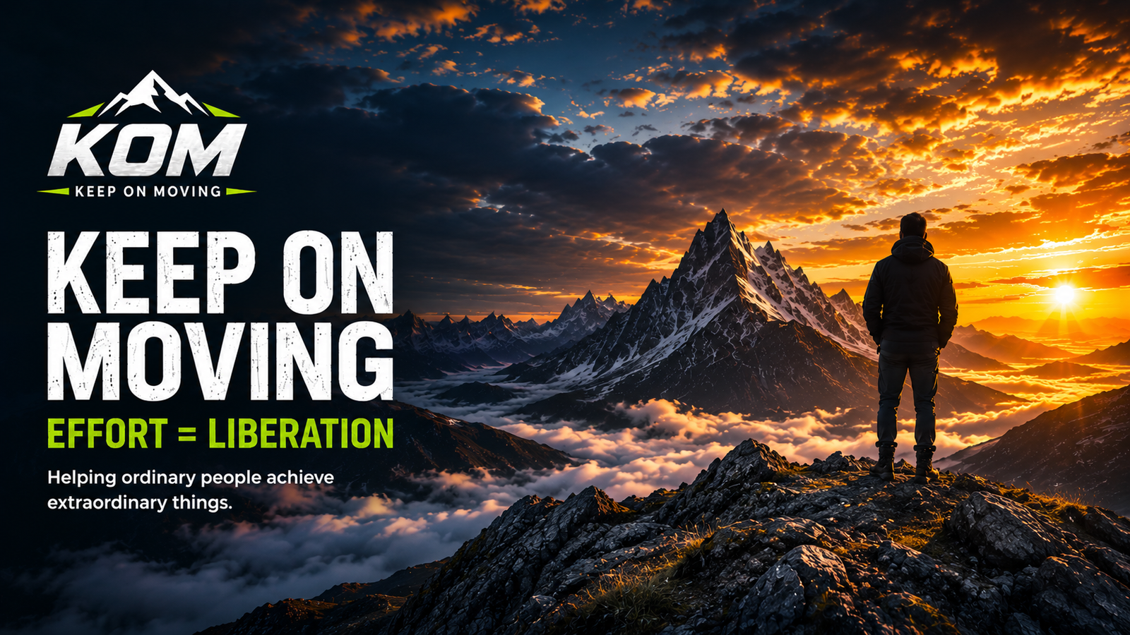 komsunset over rugged mountains